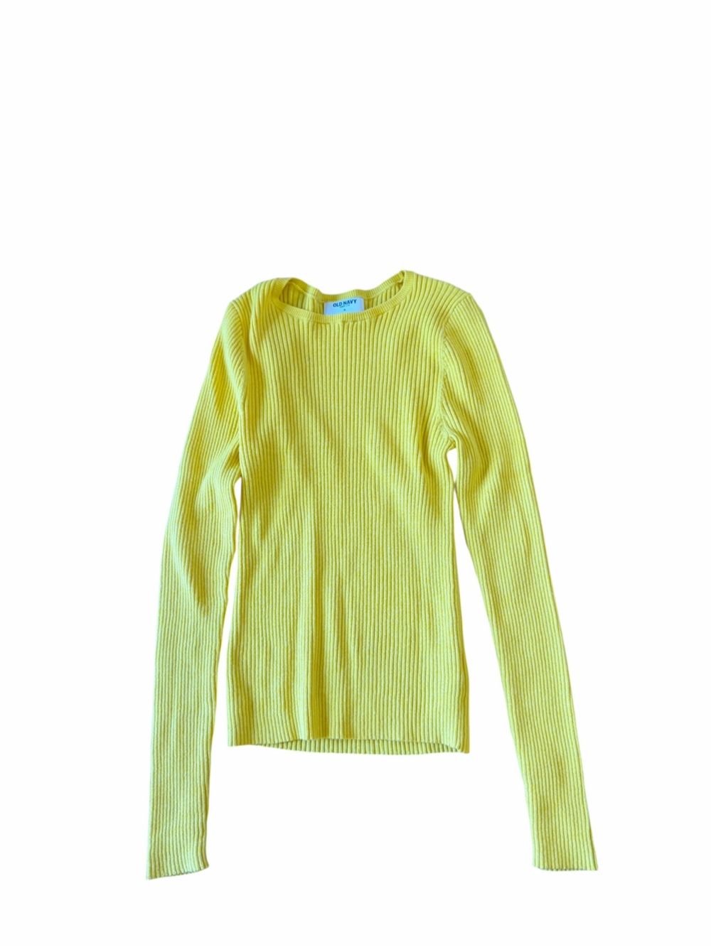 Ribbed Long-Sleeve Square-Neck Top - Yellow